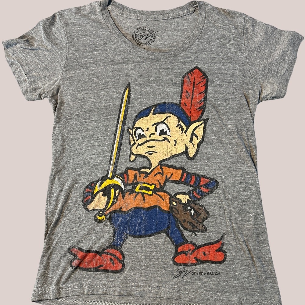 GV Art Design Cleveland Brownie Elf Gray Graphic Tee‎ Size M